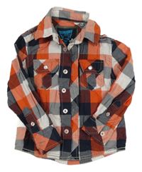 Červeno-bílo-tmavomodrá kostkovaná košile C&A