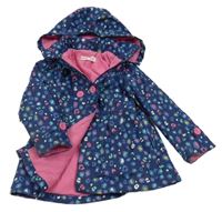 Tmavomodro-barevná vzorovaná nepromokavá bunda s kapucí Minoti