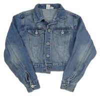 Modrá crop rifľová bunda s Mickeym H&M