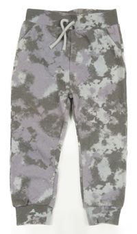 Fialovo-šedé vzorované tepláky 