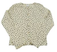 Smotanové kvetované rebrované tričko Zara