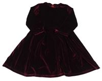 Vínové zamatové šaty