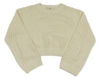 Smotanový perforovaný crop sveter H&M