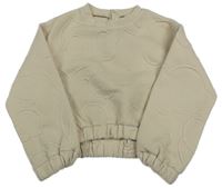 Smotanová vzorovaná rebrovaná crop mikina Mayoral