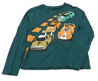 Tmavozelené triko s auty 