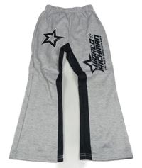 Sivé melírované flare tepláky s nápisom shein