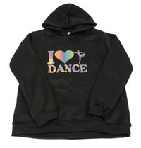 Čierna mikina s nápisom a srdcem a kapucňou