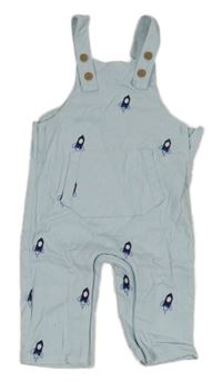 Světlemodré plátěné podšité laclové kalhoty s raketami