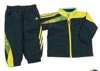 2 set - petrolejovo-žlutá šusťáková sportovní bunda s logem + šusťákové kalhoty s logem Adidas