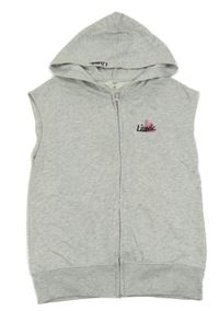 Sivá melírovaná prepínaci tepláková vesta s obrázky na zádech a kapucňou H&M