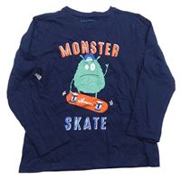 Tmavomodré tričko s příšerkou na skatu Primark