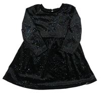 Čierne trblietavé zamatové šaty Matalan