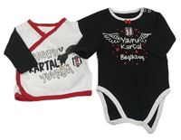 2set - černé body s nápisy + černo-bílo-červené zavinovací triko s orlem 