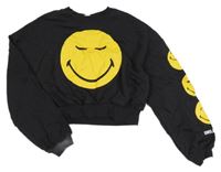 Čierna crop mikina so smajlíkom H&M