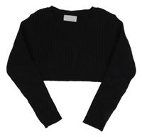 Čierny rebrovaný crop sveter Matalan