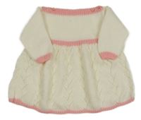 Bielo-ružové pletené šaty