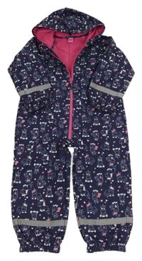 Tmavomodrá softshellová kombinéza s jednorožcami a kapucňou X-mail