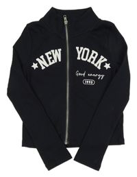 Tmavomodré rebrované prepínaci crop tričko s nápismi River Island