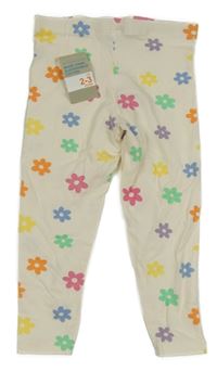 Nové - Smetanovo-farebné kvetované legíny Primark