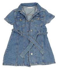 Modré riflové šaty s páskem Zara