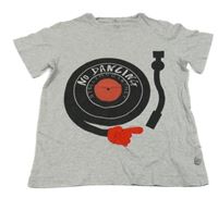 Světlešedé tričko s gramofonem 