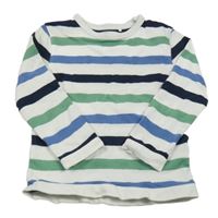 Bielo-tmavomodro-zelená pruhovaná mikina Topolino