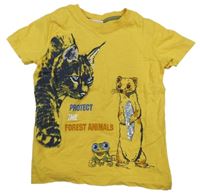 Horčicové tričko so zvieratkami Kids