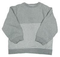 Svetlošedá -biela mikina s pruhmi a nápisom