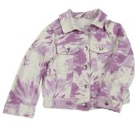 Bílo-lila batikovaná rifľová crop bunda H&M