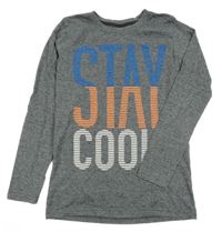 Sivé melírované tričko s nápismi