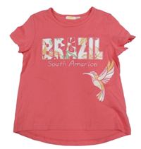 Ružové tričko s nápisom a ptáčkem zn.Kids