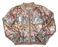 Růžovo-stříbrný bomber s flitry H&M