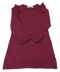 Vínové svetrové šaty s volánikmi H&M