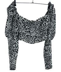 Dámská černo-bílá vzorovaná crop halenka In the Style 