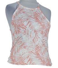 Dámsky ružovo-biely vzorovaný úpletový crop top Primark