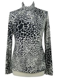 Dámské černo-bílé vzorované triko s rolákem Warehouse