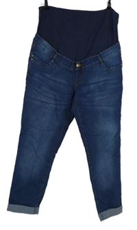 Dámske tmavomodré skinny tehotenské é rifle Bonprix