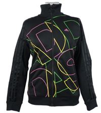 Dámská černo-barevná vzorovaná sportovní propínací mikina s pruhy Adidas 