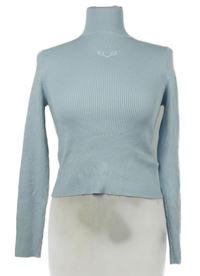 Dámsky svetlomodrý rebrovaný crop sveter s rolákom H&M