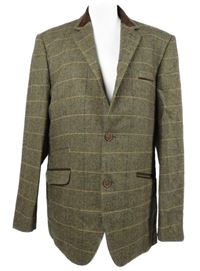 Pánské béžovo-černé kostkované vlněné sako Lambretta 