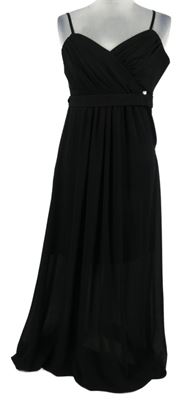 Dámské černé šifonové dlouhé plesové šaty Rinascimento