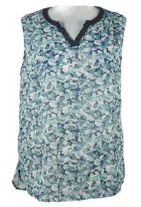 Dámska modro-tmavomodrá vzorovaná žoržetová blúzka s korálkami Street One