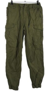 Pánské hnědé plátěné cargo kalhoty s kapsami C&A