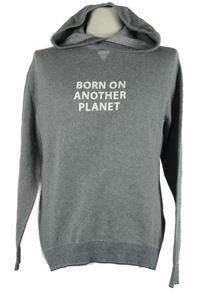 Pánsky sivý sveter s nápisom a kapucňou Jules