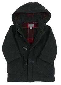 Čierny vlnený kabát s kapucňou H&M
