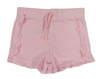 Svetloružové bavlnené kraťasy s volánikom zn. Primark
