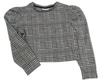 Čierno-bielo-ružová vzorovaná crop mikina zn. Matalan
