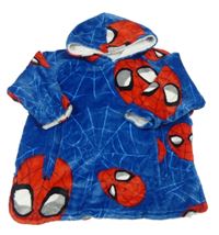 Modrá chlupatá zateplená oversize mikina se Spidermanem a kapucí Marvel