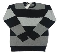 -Nové Čierno-sivý pruhovaný ľahký sveter H&M