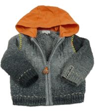 Šedý zateplený propínací svetr s kapucí Rocha John Rocha